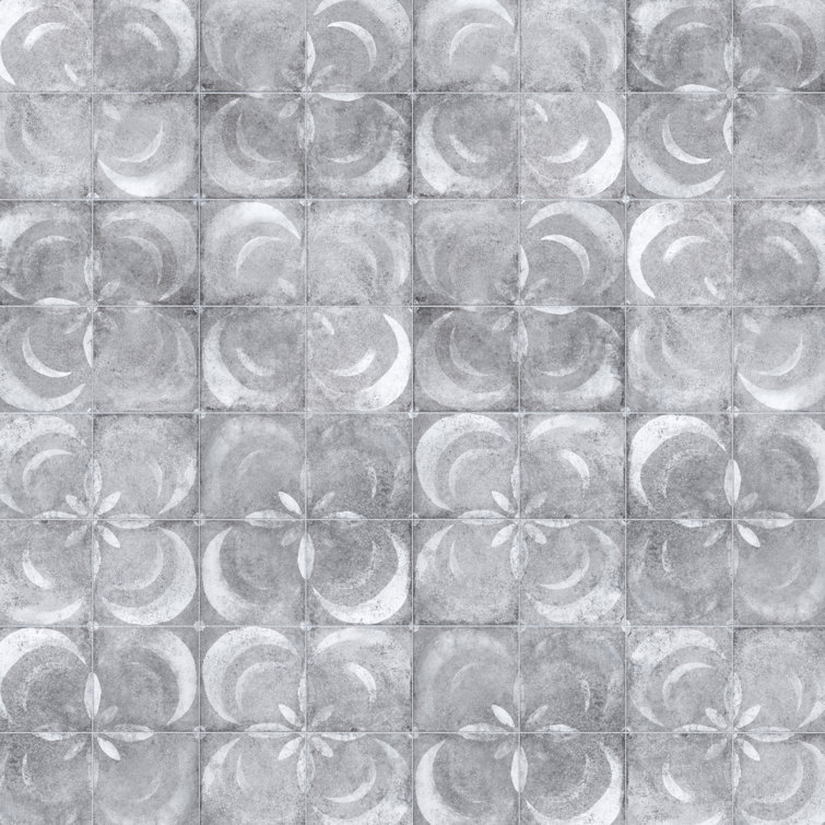 Vendome 18" Gray and White Porcelain Vintage Tile