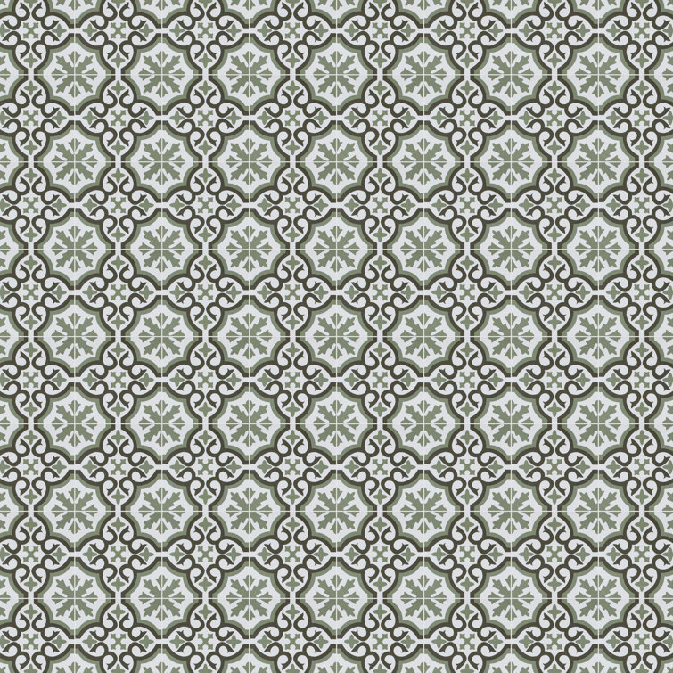 Berkeley 18" x 18" Green and White Porcelain Wall & Floor Tile