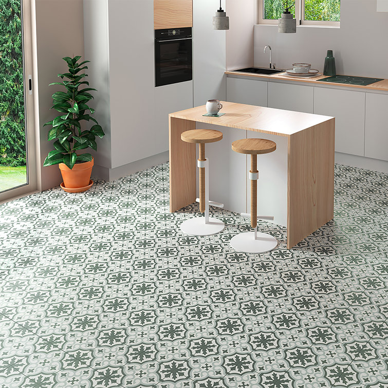 Berkeley 18" x 18" Green and White Porcelain Wall & Floor Tile