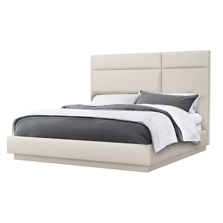 Quadrant Pearl Linen Queen Upholstered Platform Bed
