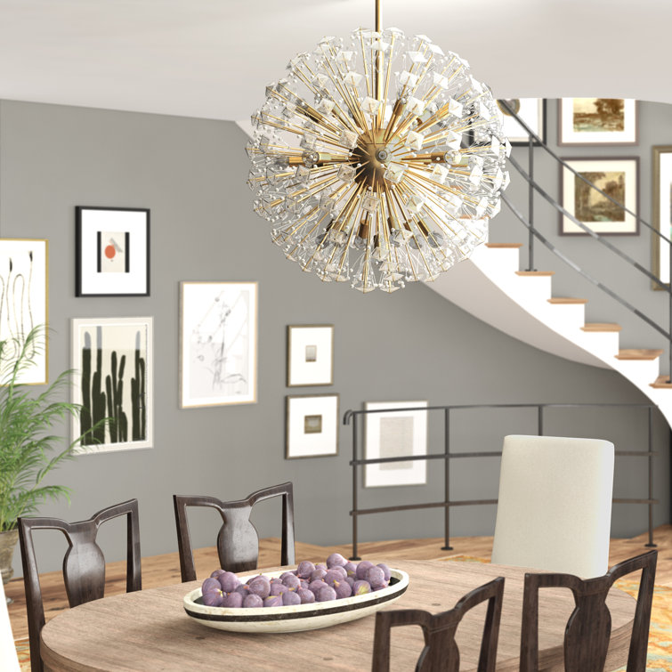 Dickinson Large Brass and Crystal Chandelier