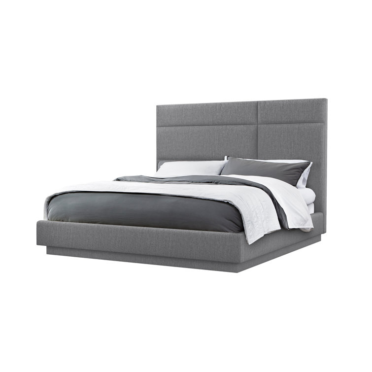 Quadrant Pearl Linen Queen Upholstered Platform Bed