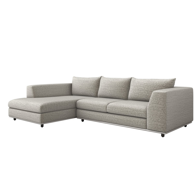 Comodo Feather Chenille 2-Piece Sectional with Polished Nickel Frame