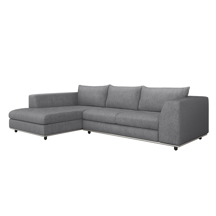 Comodo Feather Chenille 2-Piece Sectional with Polished Nickel Frame
