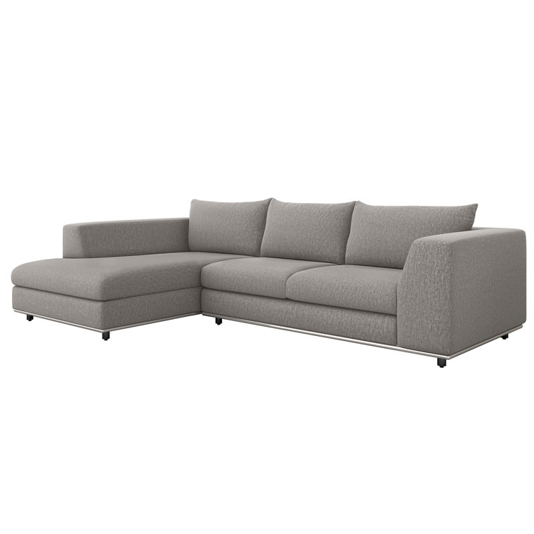 Comodo Feather Chenille 2-Piece Sectional with Polished Nickel Frame
