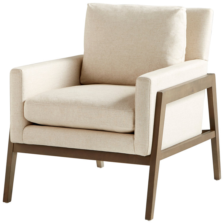 Presidio Cream Upholstered Armchair with Natural Wood Frame