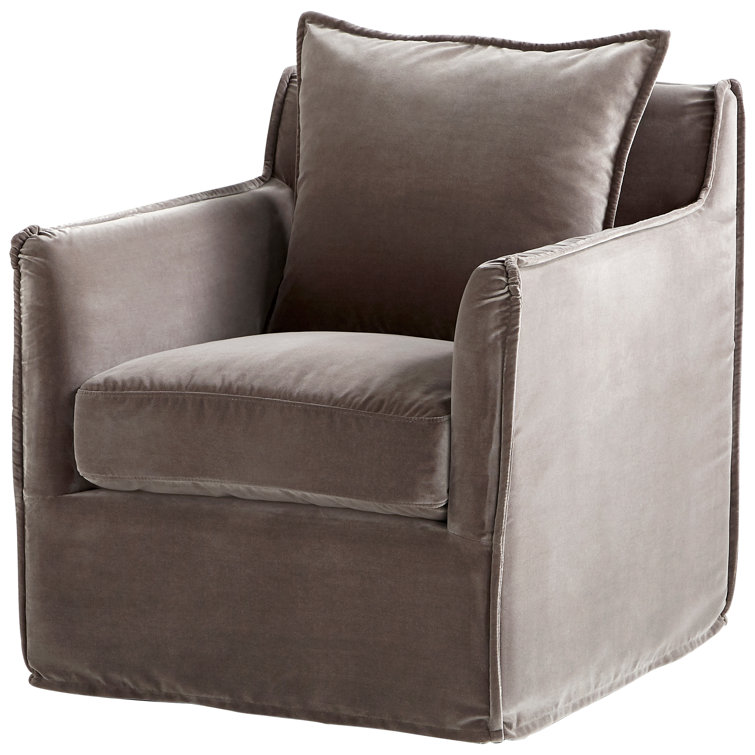 Contemporary Sovente 29" Gray Upholstered Swivel Armchair