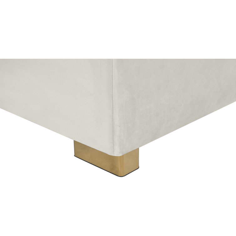 Cream Velvet Tufted Three Piece Sectional Sofa with Solid Wood Frame
