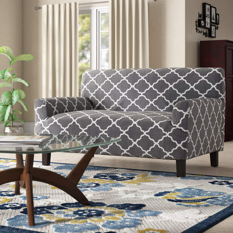 Gray Velvet Stretch Loveseat Slipcover