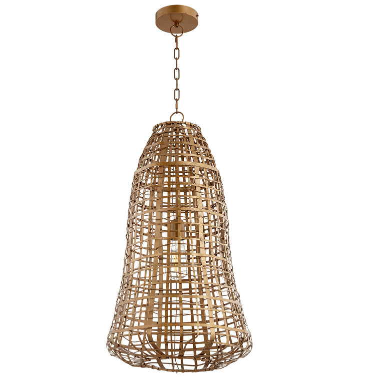 Antique Brass Grid Beacon 29" Glass & Brass Pendant Light