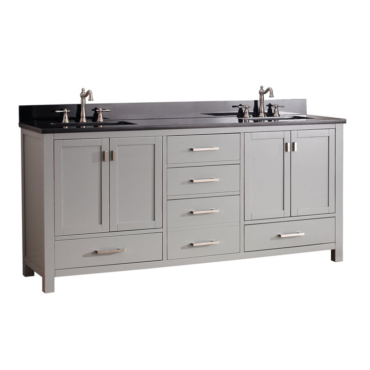 Chilled Gray 73'' Double Vanity with Cala White Top