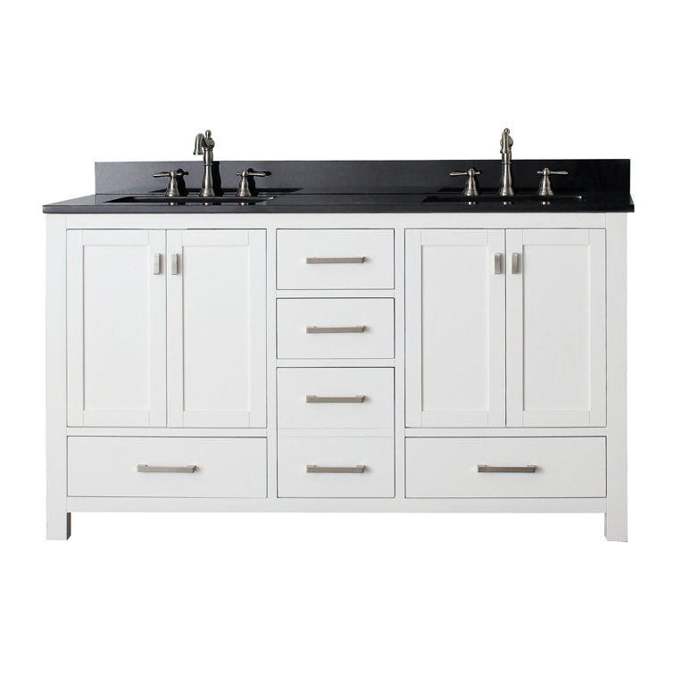 White Double Vanity with Cala White Marble Top