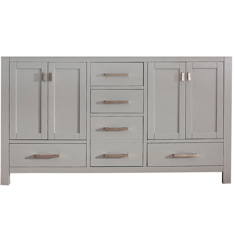 Transitional 60'' Double Freestanding Vanity Base in Chilled Gray