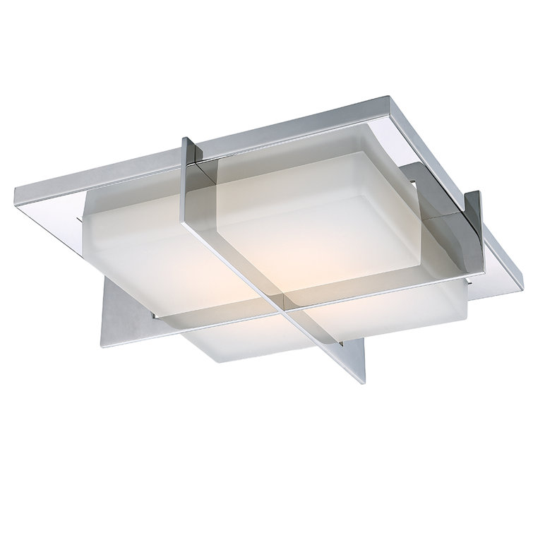 Razor 15'' Stainless Steel LED Flush Mount with Opal Etched Glass