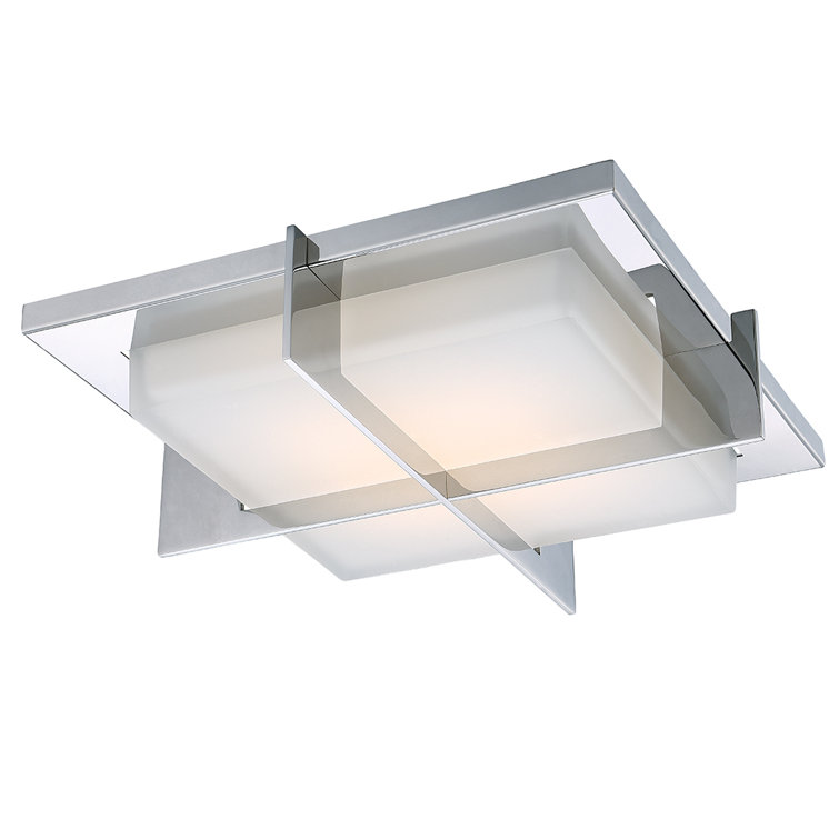 Razor 15'' Stainless Steel LED Flush Mount with Opal Etched Glass
