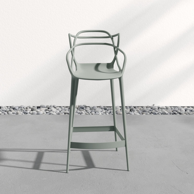 Sleek Masters 29.5" Gray and Black Modern Outdoor Stool