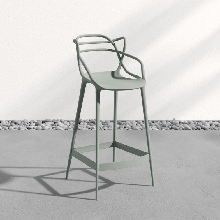 Sleek Masters 29.5" Gray and Black Modern Outdoor Stool