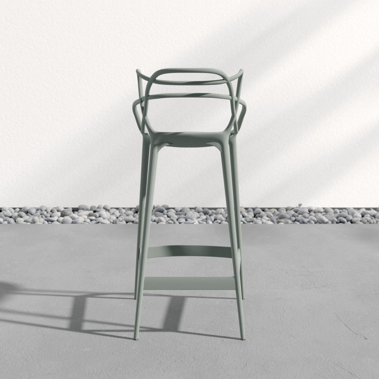 Sleek Masters 29.5" Gray and Black Modern Outdoor Stool