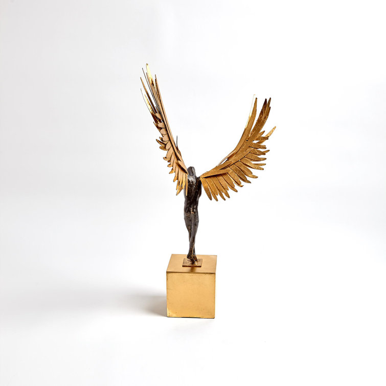 Gold Leaf Cast Iron Avian Figurine, 24.5" Tall