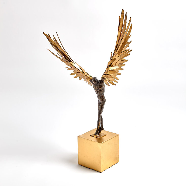 Gold Leaf Cast Iron Avian Figurine, 24.5" Tall
