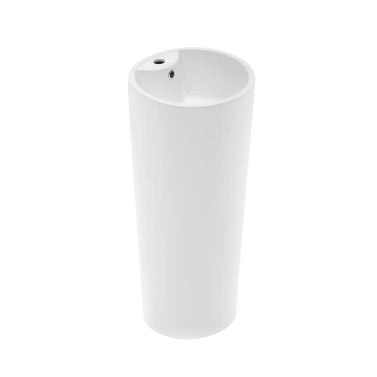 Glossy White Monaco 33.5" Ceramic Pedestal Bathroom Sink