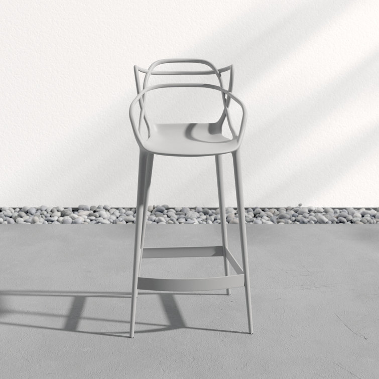 Gray Plastic Weather Resistant Bar Stool