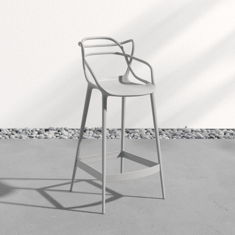 Gray Plastic Weather Resistant Bar Stool