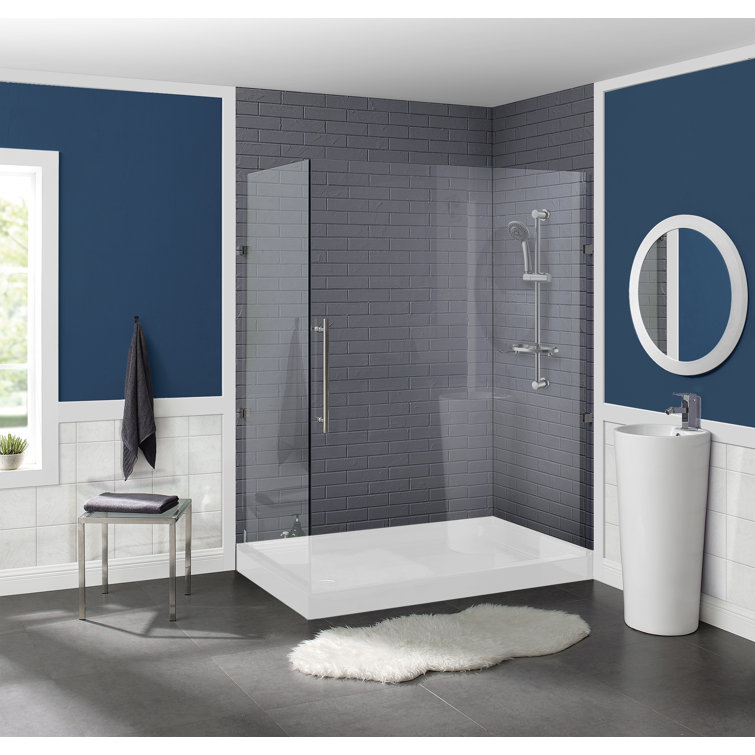 Voltaire 60" x 36" White Acrylic Single-Threshold Shower Base