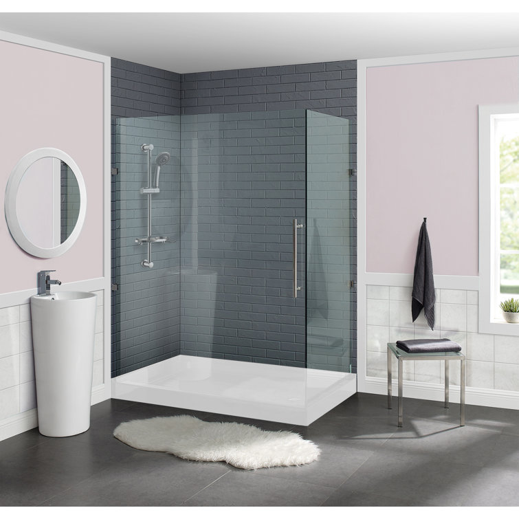 Voltaire 60" x 32" Gray Acrylic Shower Base with Right-Hand Drain