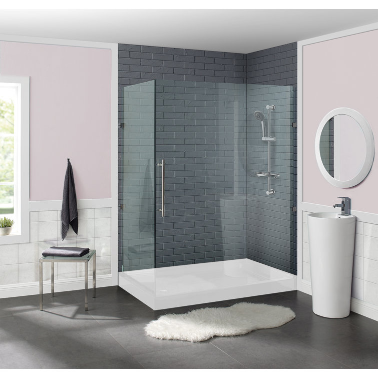 Voltaire 60" x 32" White Acrylic Shower Base with Left-Hand Drain