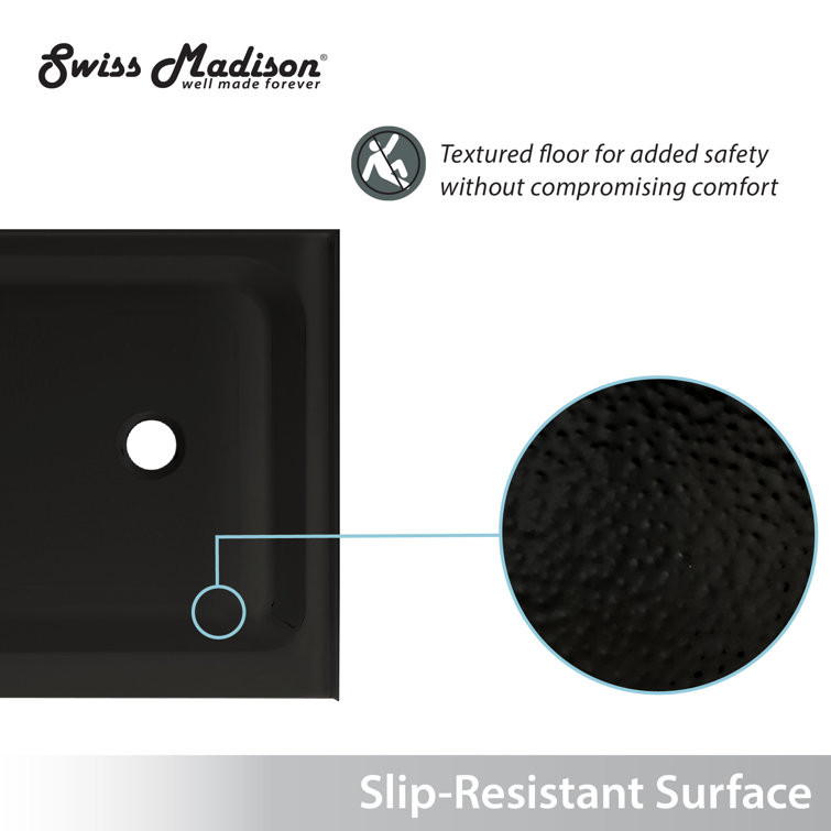 Voltaire 60" x 36" Black Acrylic Single-Threshold Shower Base