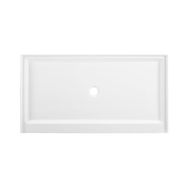 Voltaire 60" x 32" White Acrylic Shower Base with Center Drain