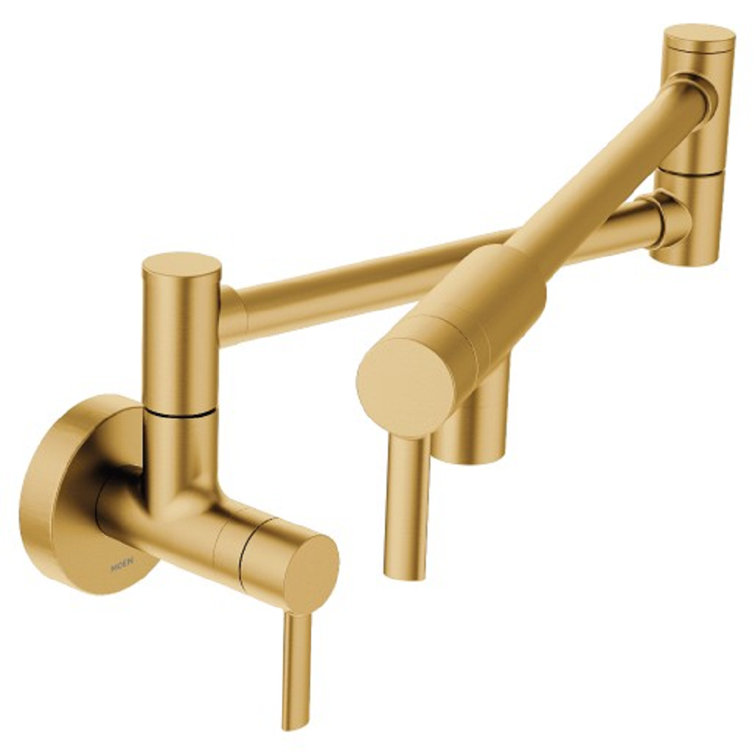 Brushed Gold Wall Mounted Dual Handle Pot Filler Faucet