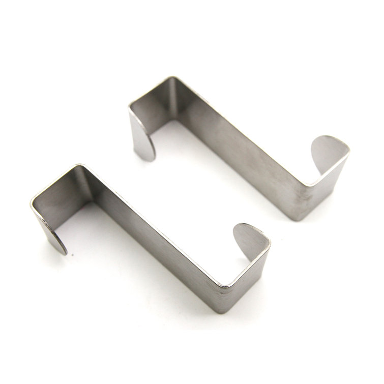 Silver Stainless Steel Over Cabinet Door Hooks Set of 2