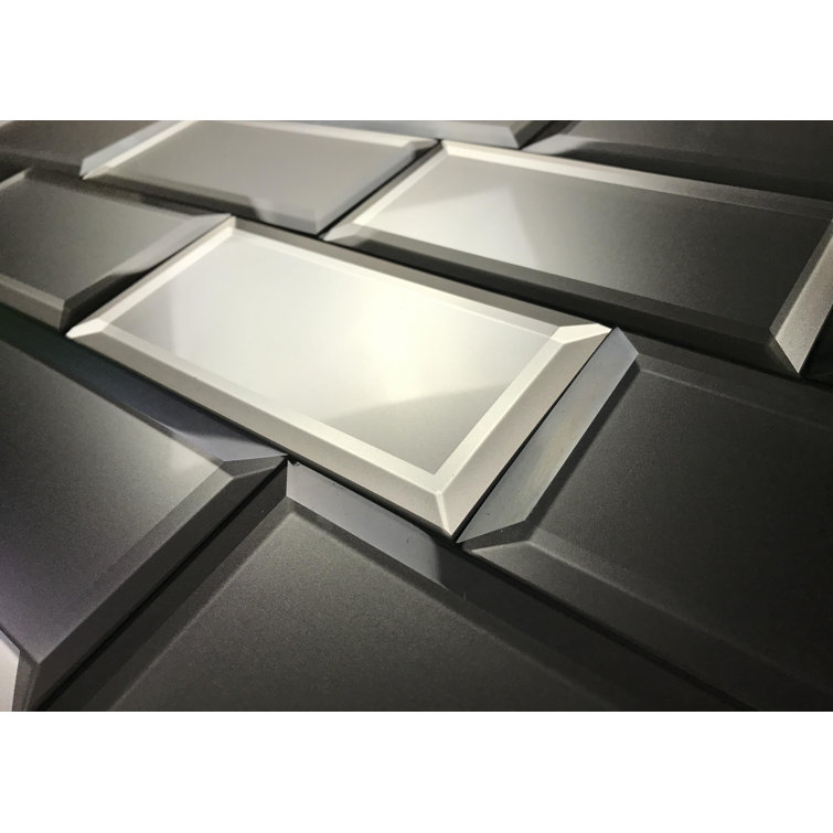 Frosted Elegance 3x6 Glossy Gray Glass Beveled Subway Tile