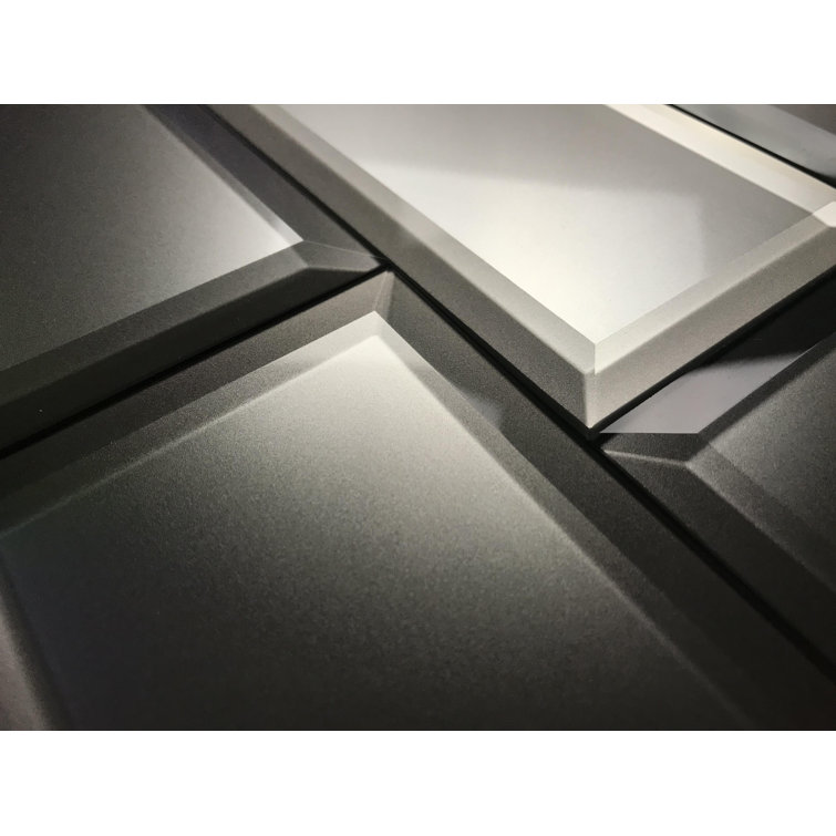 Frosted Elegance 3x6 Glossy Gray Glass Beveled Subway Tile