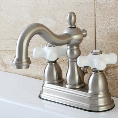 Heritage Victorian Elegance 4" Centerset Satin Nickel Bathroom Faucet