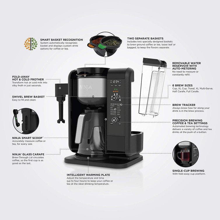 10-Cup Stainless & Black Coffee and Tea Brewing System with Thermal Carafe