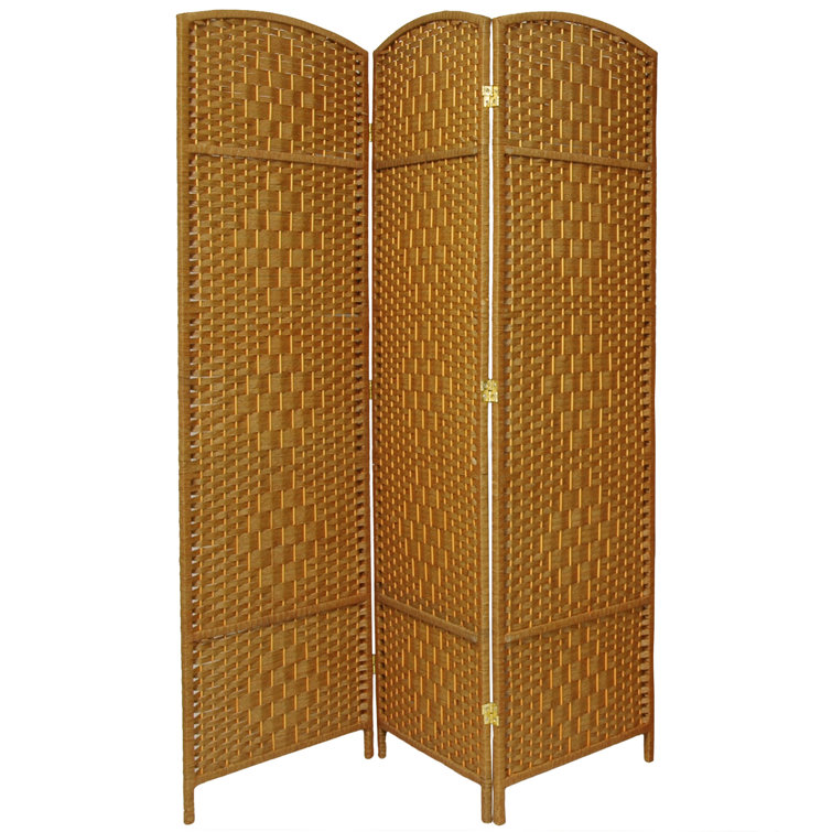 73" Tall Light Brown Fiber 3 Panel Room Divider