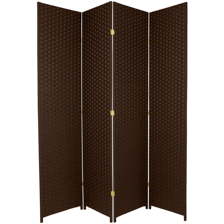 Dark Mocha 7 Ft Tall Woven Fiber Folding Room Divider with 6 Panels