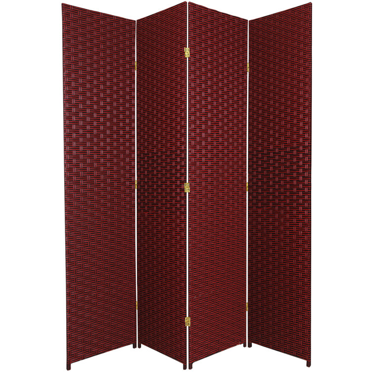 Red and Black 7 Ft Tall Woven Fiber 8-Panel Room Divider