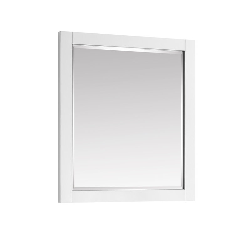 Matte Gold 32" x 28" Rectangular Wood Bathroom Vanity Mirror