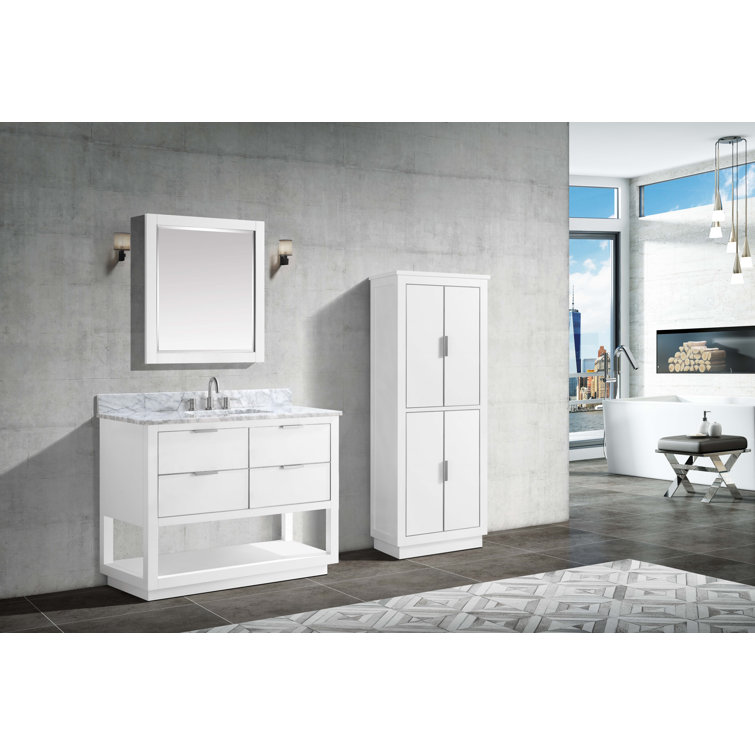 Twilight Gray Solid Birch 32" x 24" Rectangular Vanity Mirror with Matte Gold Trim