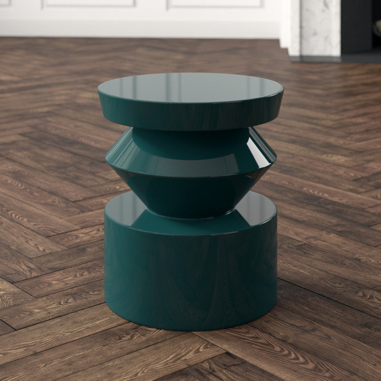 Peacock Lacquer Round Acrylic Swirl Side Table