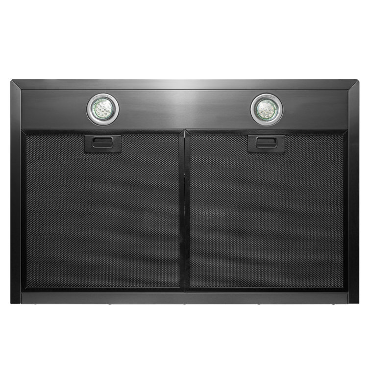 30" Convertible 343CFM Wall Mount Range Hood in Black Stainless Steel with Carbon Filters
