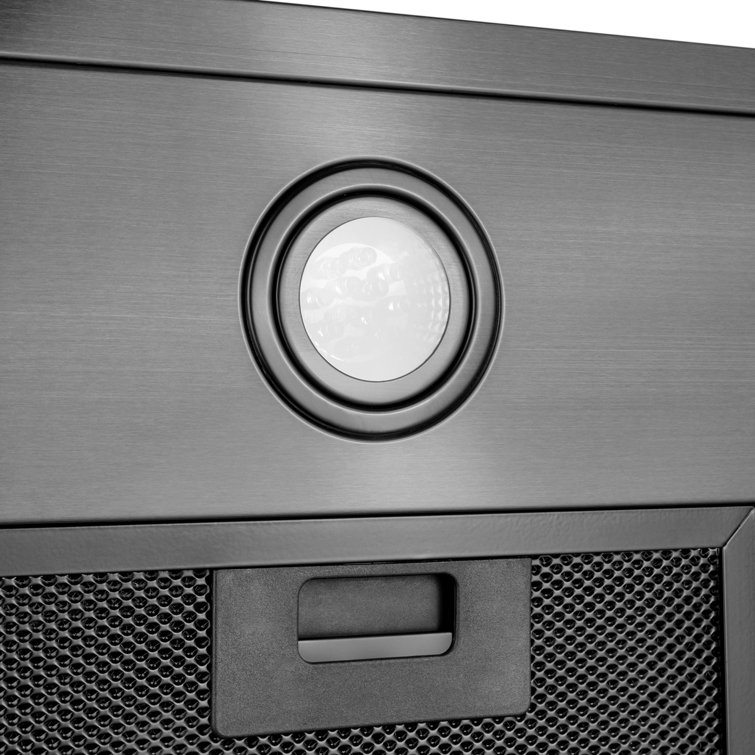 30" Convertible 343CFM Wall Mount Range Hood in Black Stainless Steel with Carbon Filters