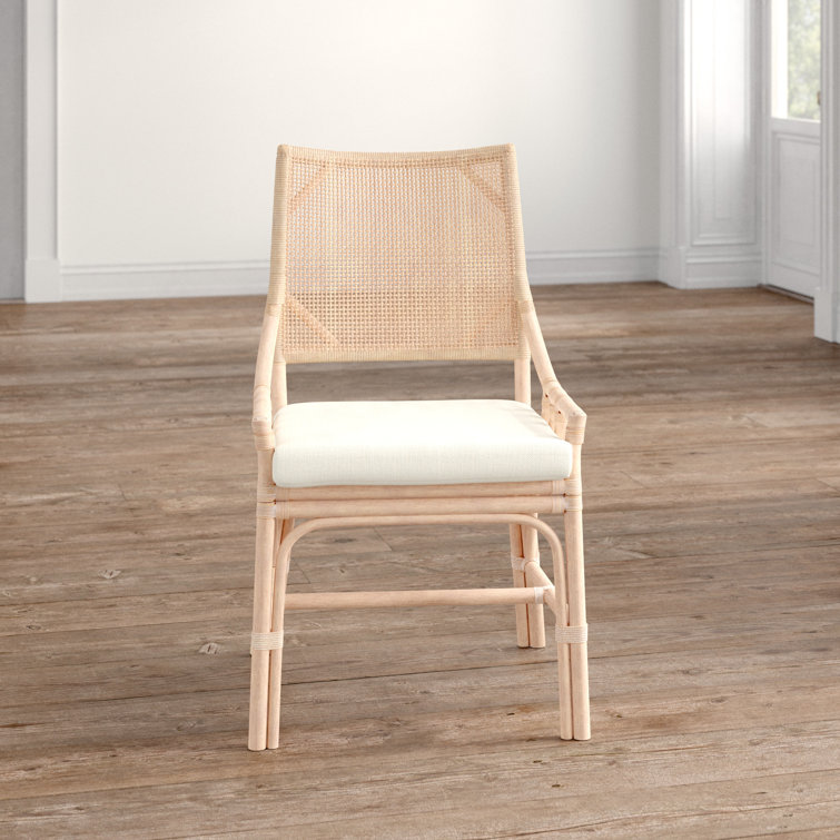Donatella Transitional Natural White Wash Rattan Armchair with Cushion