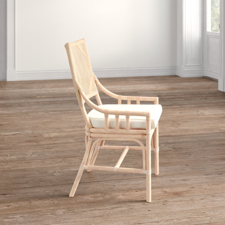 Donatella Transitional Natural White Wash Rattan Armchair with Cushion