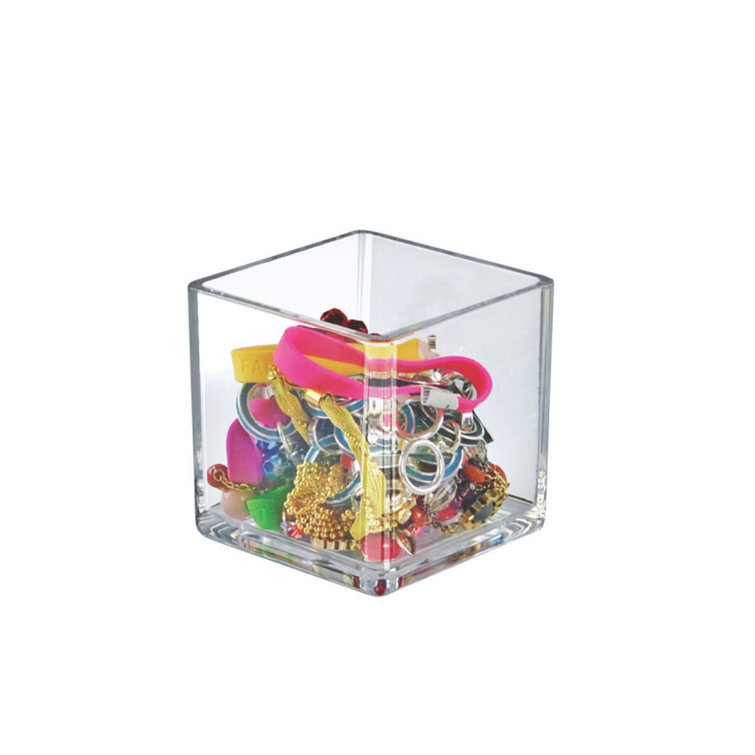 Deluxe 4" Clear Acrylic Cube Display Bin, Set of 4