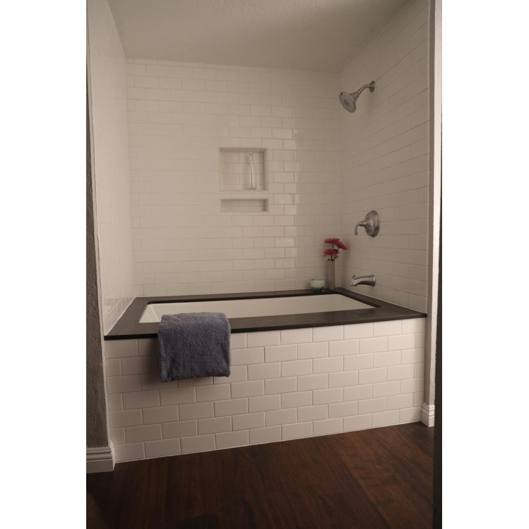 Lacey 66'' x 36'' White Acrylic Drop-In Soaking Bathtub